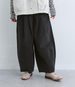 コットンピーチ起毛加工タックパンツ(ブラック-F)