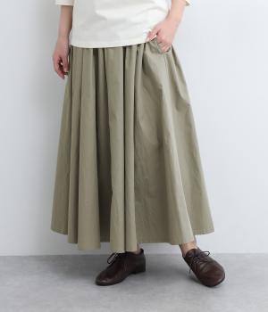 コットンボイルタックギャザースカート(グレー-ONESIZE)