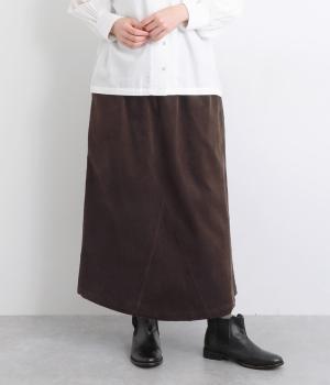 コーデュロイ切替スカート(ダークブラウン-F)