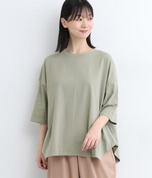 コットン天竺ボイル布帛切替スクエアヘムプルオーバー