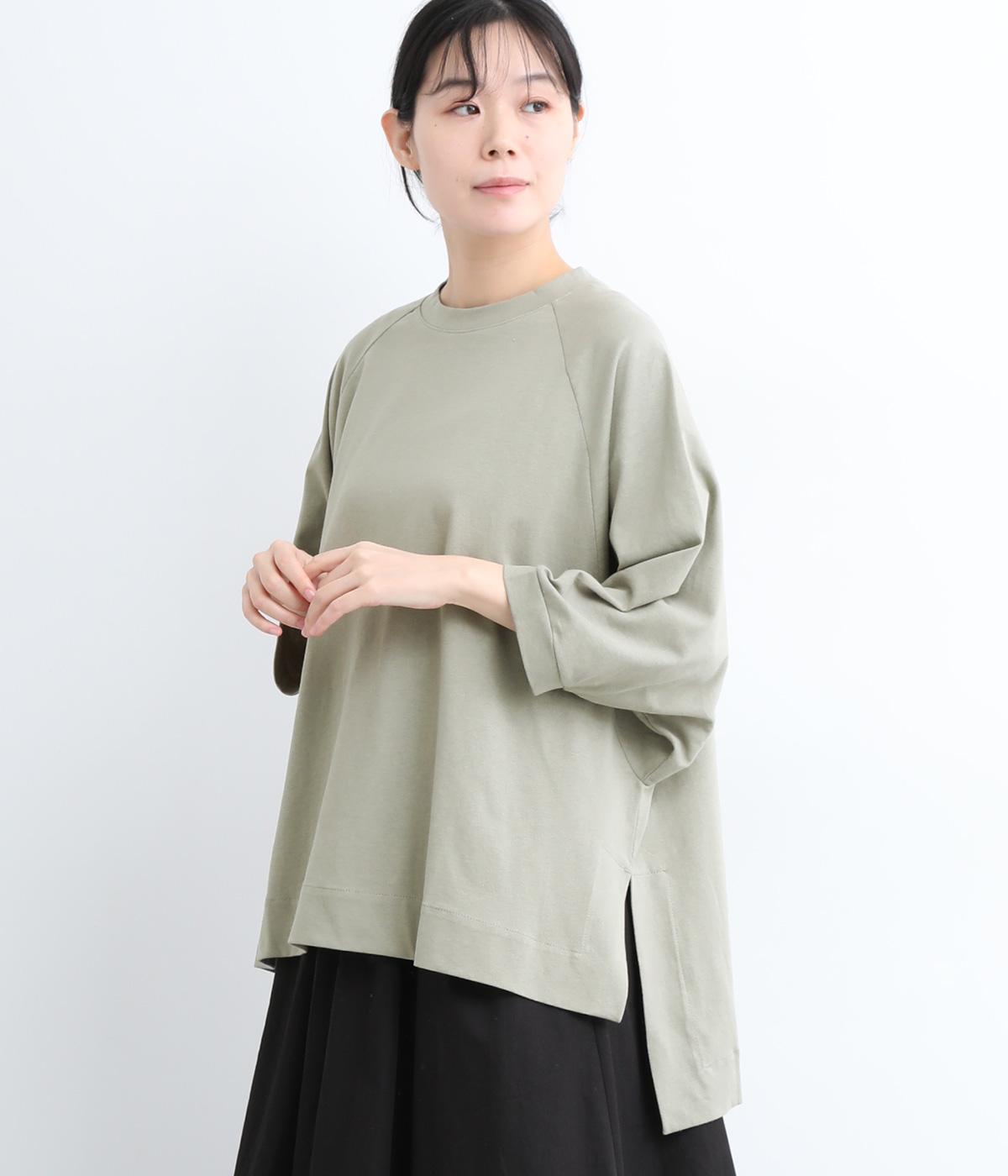 コットン天竺ラグランオーバーTシャツ(グレー-ONESIZE)