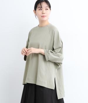 コットン天竺ラグランオーバーTシャツ(グレー-ONESIZE)