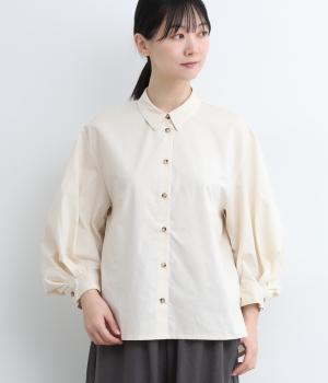 コットンボイルボリューム袖シャツ(ライトベージュ-ONESIZE)