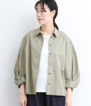 コットンボイルボリューム袖シャツ(グレー-ONESIZE)