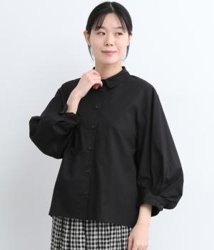 コットンボイルボリューム袖シャツ(ブラック-ONESIZE)