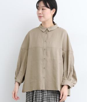 ポリレーヨンナイロンラウンド切替シャツ(グレーベージュ-ONESIZE)