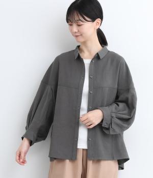 ポリレーヨンナイロンラウンド切替シャツ(チャコール-ONESIZE)