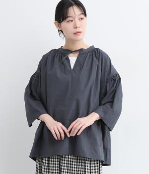 コットンひも付きフレアブラウス