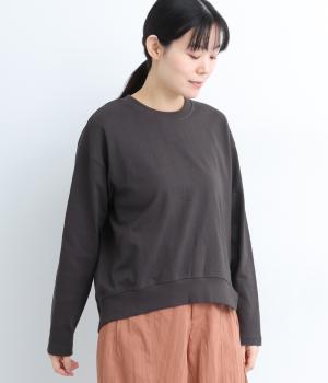 ベビーオンスコットンアシメ裾リブプルオーバー(チャコール-F)