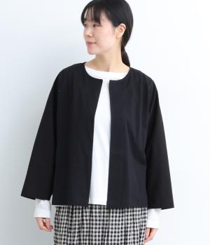 ベビーオンスコットン布帛切替カーディガン(ブラック-F)