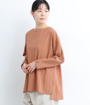 レーヨンナイロンツイルショールネック背面タックブラウス(ダークピンク-F)