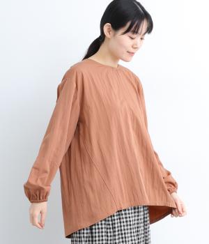 レーヨンナイロンツイル背面ギャザーネックブラウス(ダークピンク-F)