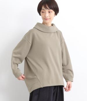 ベロア裏毛ロールネックチュニック(グレイベージュ-F)