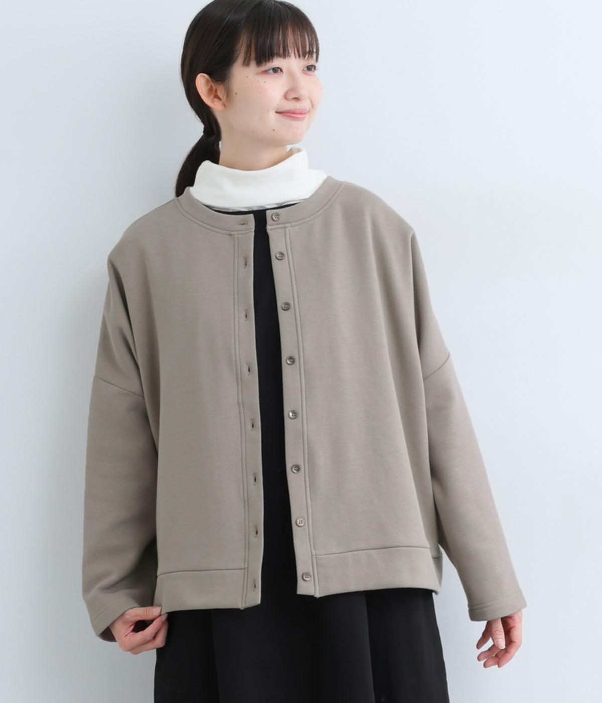 ベロア裏毛カーディガン(グレーベージュ-F)