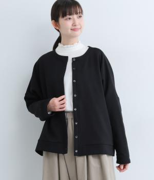 ベロア裏毛カーディガン(ブラック-F)