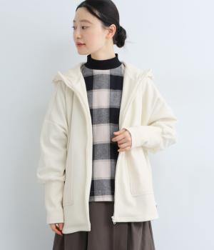 ベロア裏毛コットンツイルリブパーカー(ライトベージュ-F)