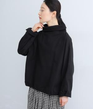 コットンツイルピーチ起毛ブラウス(ブラック-F)