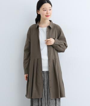 コットンツイルピーチ起毛チュニック(ダークブラウン-F)