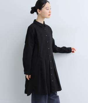 コットンツイルピーチ起毛チュニック(ブラック-F)