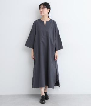 コットンサイドタックかぶりワンピース(ネイビー-ONESIZE)