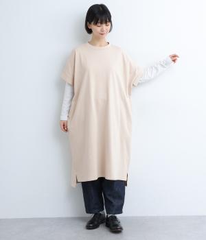 ベビーオンスコットンボックスワイドワンピース(ライトベージュ-F)