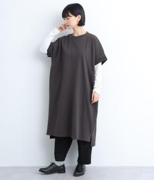 ベビーオンスコットンボックスワイドワンピース(チャコール-F)