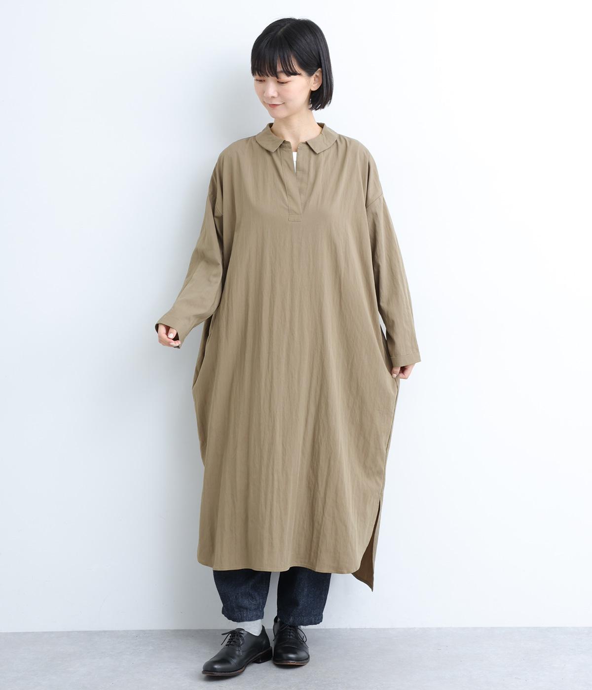 レーヨンナイロンツイルハーフネックワンピース(グレイベージュ-F)