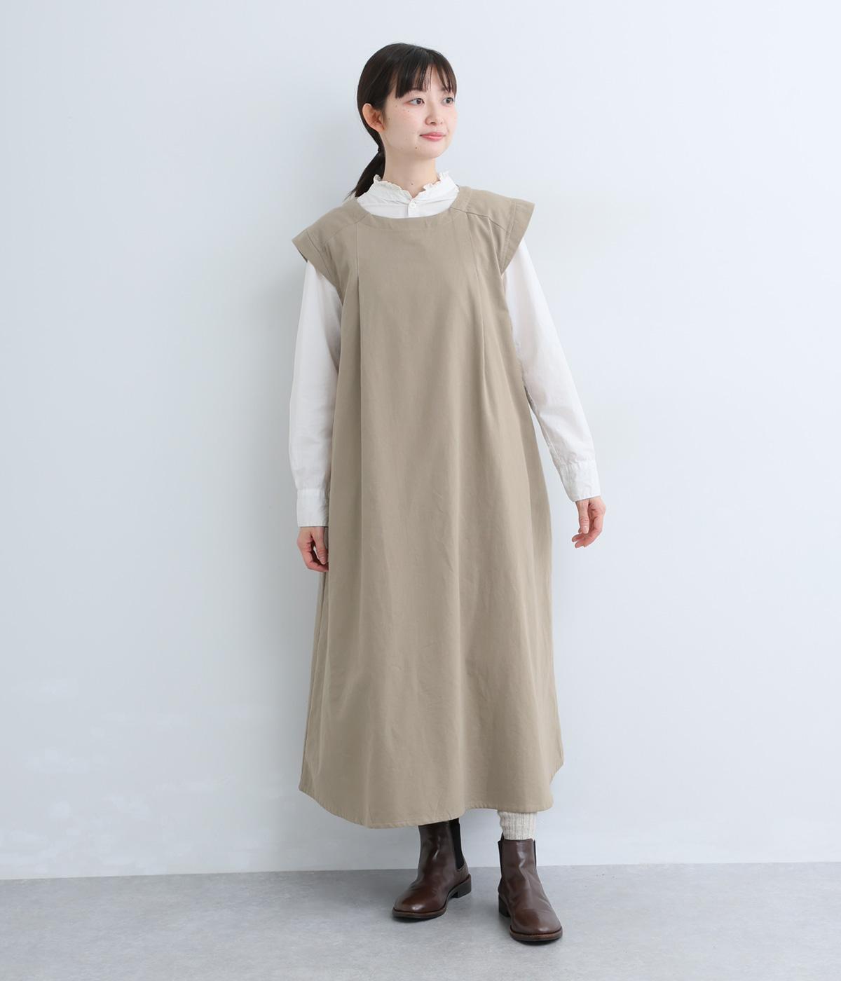 コットンツイルピーチ起毛ワンピース(グレーベージュ-F)