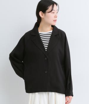 レーヨン混　テーラードジャケット(ブラック-F)
