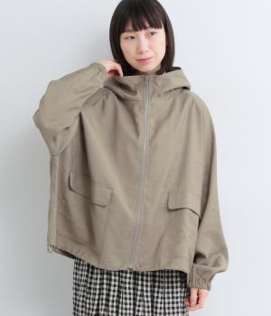 レーヨン混　スタンドフードジャケット