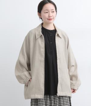リネンドルマンZIPシャツジャケット(ナチュラル-F)
