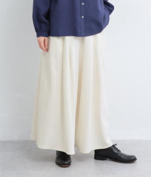 異素材切替　タックワイドパンツ