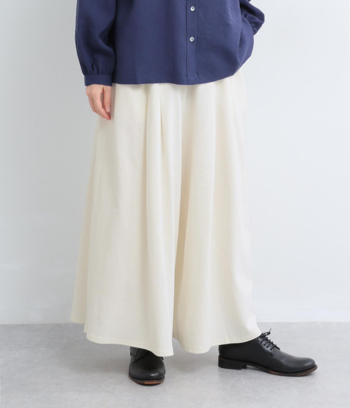 異素材切替　タックワイドパンツ(オフホワイト-F)