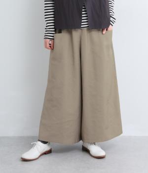 レーヨン混　ワイドポケットフレアパンツ(グレージュ-F)