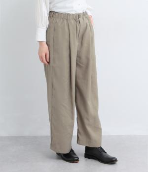 レーヨン混　タックワイドパンツ(グレージュ-F)