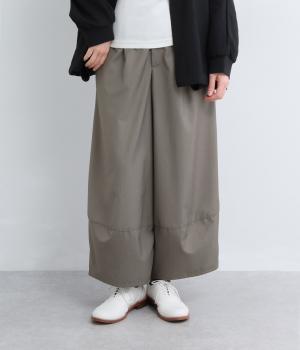レーヨン混　ワイドコクーンパンツ(ベージュ-F)
