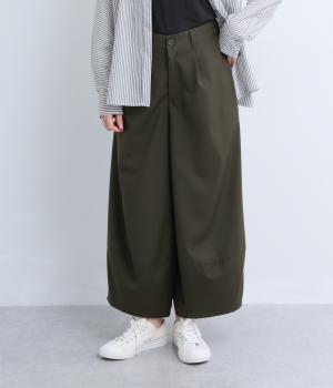 レーヨン混　ワイドコクーンパンツ(グリーン-F)