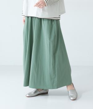 レーヨンナイロンタックギャザーボリュームパンツ(グラスグリーン-F)
