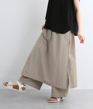 コットン天竺布帛切替スカート付きパンツ