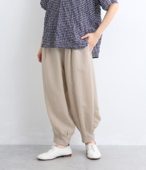 ポリレーヨン裾タックパンツ(ナチュラル-F)