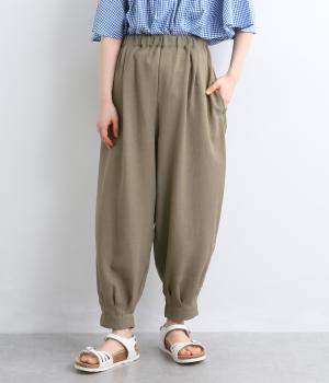 ポリレーヨン裾タックパンツ(ベージュ-F)