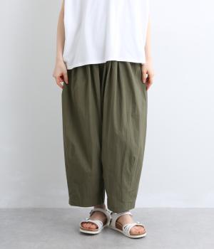 コットンナイロンタックワイドパンツ(カーキグリーン-F)