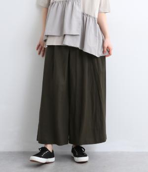 ラミーギャザーワイドフレアパンツ(ダークチャコール-F)