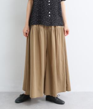 リネンコットンギャザーワイドパンツ