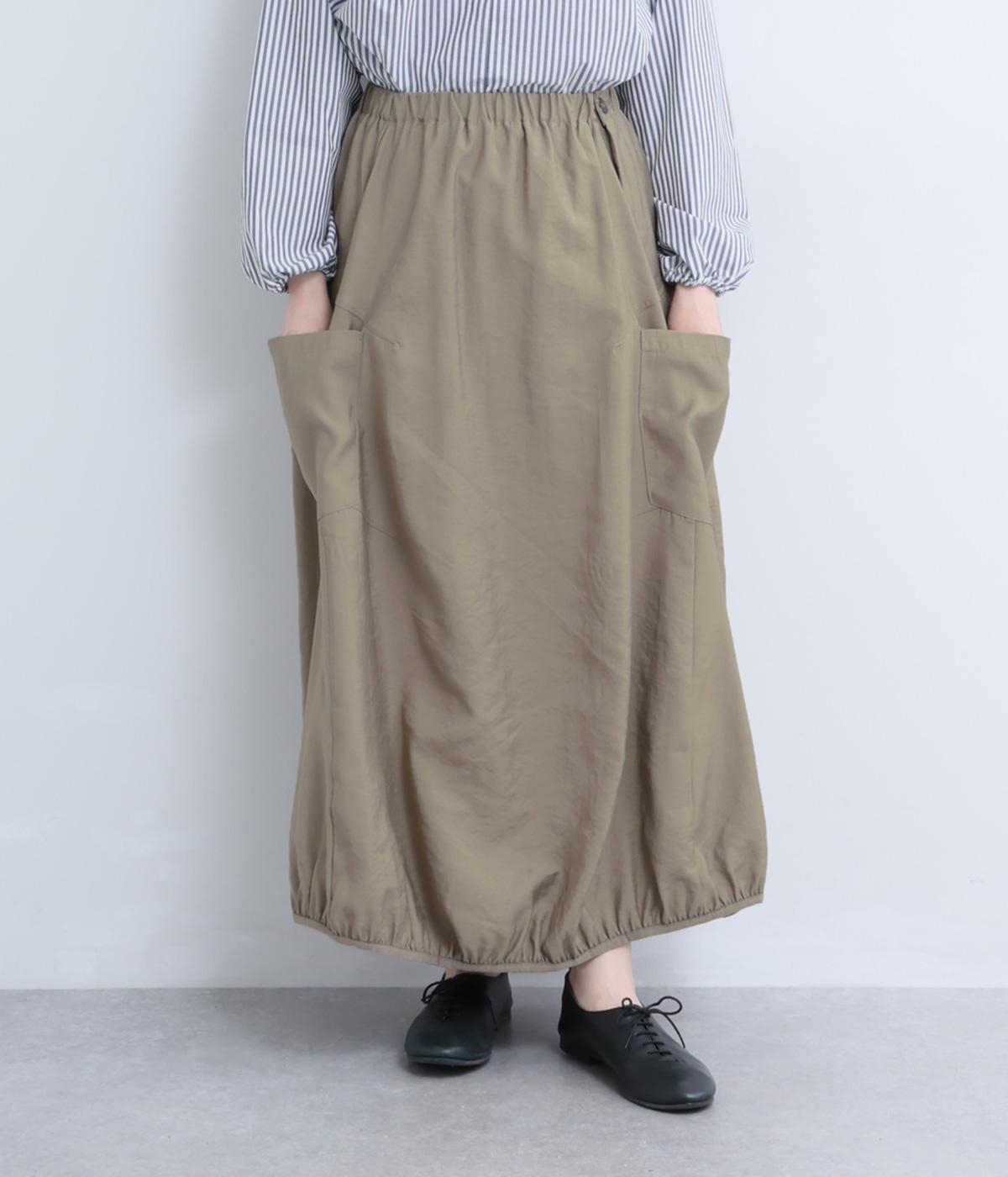 レーヨン混　サイドポケットバルーンスカート(グレージュ-F)