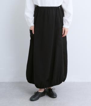 レーヨン混　サイドポケットバルーンスカート(ブラック-F)