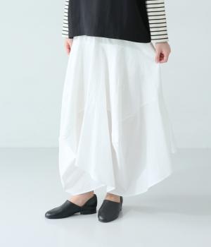 コットンスラブ度詰め天竺布帛切替フレアスカート