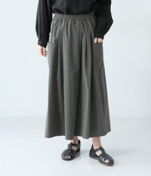 コットンナイロンツイルサイドポケットスカート風パンツ(チャコール-F)