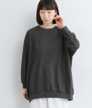 コットンリネン天竺　リブプルオーバー(チャコール-F)