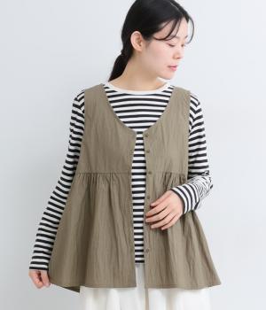 コットンナイロン胸下切替ベスト